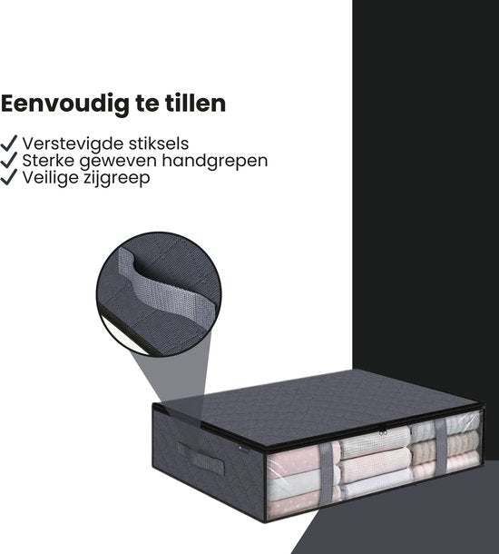 Onderbed opbergtas - 2 stuks - 60x45x15 cm - Kleding of Dekbed opbergen onder het Bed