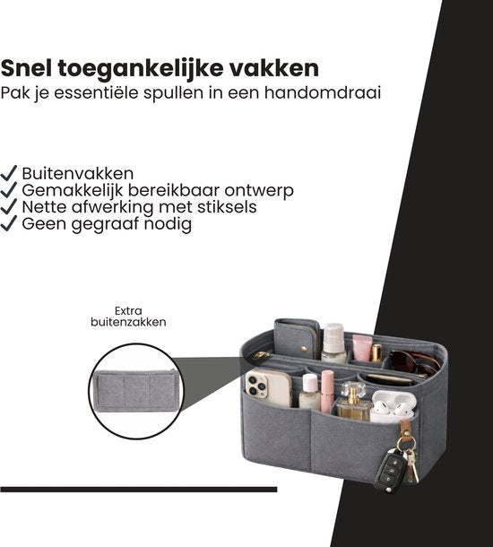 Handtas organizer - Bag in Bag - 11 ruime vakken - 17 9 Tasorganizer