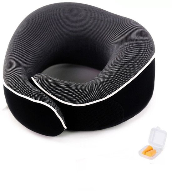 Reis Nekkussen Memory Foam – Ergonomisch Reiskussen voor Vliegtuig, Auto & Trein – Neksteun Reizen – Comfortabel Slaapkussen – Inclusief Oordoppen – Lichtgewicht & Compact