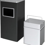 Asbak Voor Buiten - Zwart met RVS - 31 cm x 25 cm x 61 cm - Vloerasbak - Buitenasbak Groot - Rookpaal - Asbakken - Staande Asbak met RVS Afvalbak -