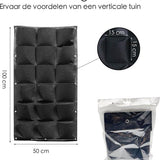 Verticale tuin met 18 Plantenzakken voor Buiten en Binnen - Hangende Plantenzak - 100 cm x 50 cm - Hangende Moestuin - Plantenwand - Verticale Tuin - Plantenzakken voor 18 planten - Plantenmuur