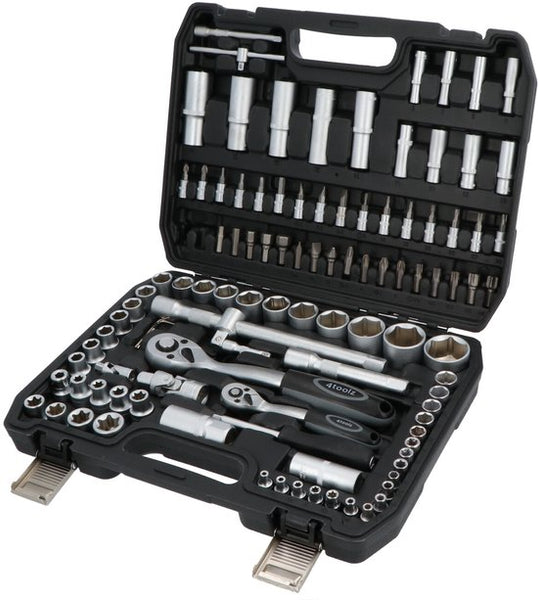 4toolz ® Doppenset 108-delig in Koffer - 72 tands Ratels 1-2" en 1-4'' Doppen en Bit-set