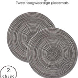 Placemat - 2 stuks - Placemat Rond - 38 cm - Placemats Rond Gevlochten - Tafelonderzetter - Tafel onderleggers - Onderleggers placemat