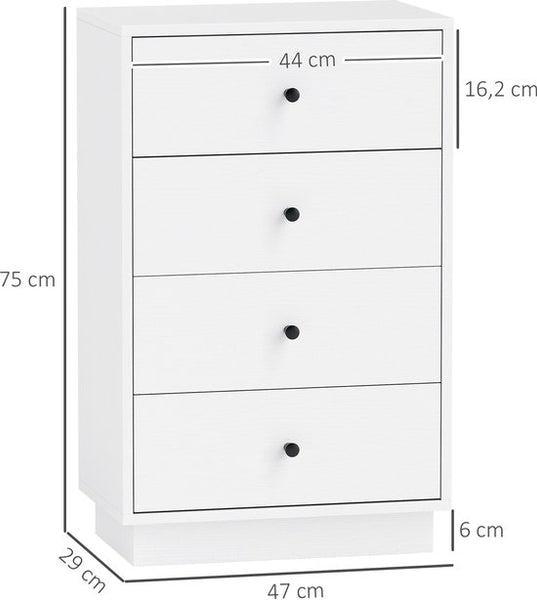 4goodz Ladenkast met 4 Laden 29x47x 79 cm - Wit