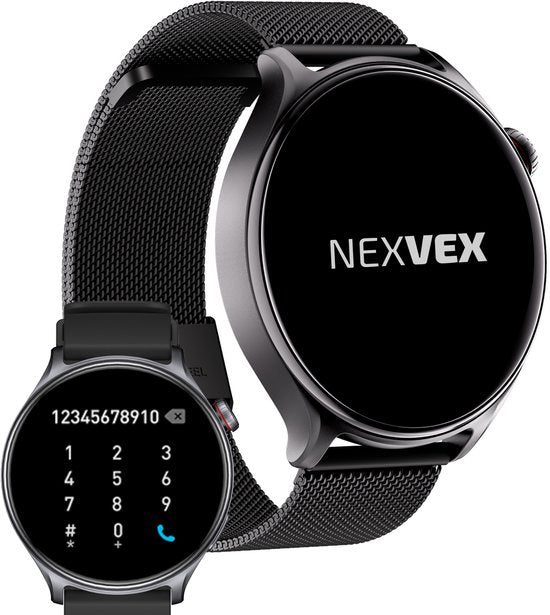 Nexvex® Ultra 2X Smartwatch - Sporthorloge met Belfunctie - Bloeddrukmeter - Stappenteller - Hartslagmeter - Bluetooth Activity Tracker - Android, iOS - 1.46 Inch - Zwart - Staal