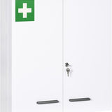 4goodz Medicijnkastje 2 deurs EHBO-kastje met slot RVS 18x55x60 cm - Wit