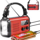 NovaWare NoodRadio Solar Opwindbaar - FM-AM - Powerbank Zonneenergie met 20.000mAh - Survival Noodpakket - Draagbare Radio op batterijen – Rood