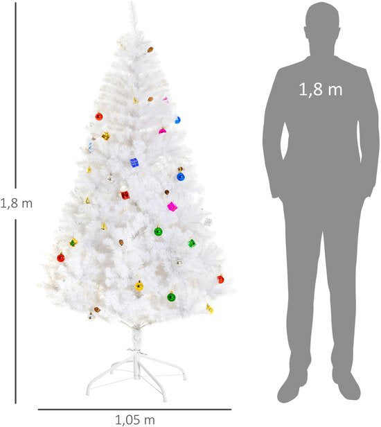 Witte Kunstkerstboom Kant-en-Klaar met decoratie - Wit