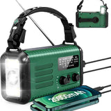 NovaWare NoodRadio Solar Opwindbaar - FM-AM - Powerbank Zonneenergie met 20.000mAh - Survival Noodpakket - Draagbare Radio op batterijen – Groen