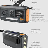 NovaWare® Noodradio Solar Opwindbaar - Powerbank Zonneenergie met 4500mAh - DAB+-FM - Noodpakket - Bluetooth speaker - Draagbare Radio – Oplaadbaar & Op Batterijen - Grijs