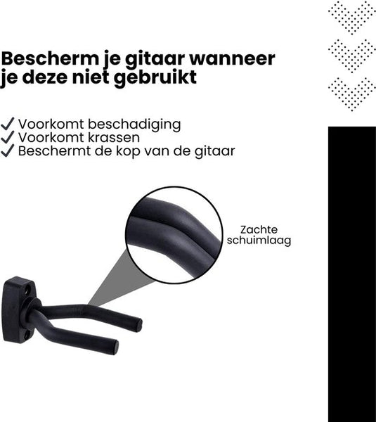 Gitaar Muurbeugel Set van 4 – Gitaarhouder Wand – Verstelbare Gitaarsteun – Universele Gitaar Wandhouder met Zachte Beschermlaag – Geschikt voor Akoestische & Elektrische Gitaar