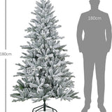 Homcom Kerstboom 180 cm met Sneeuw - Metalen standaard - Wit