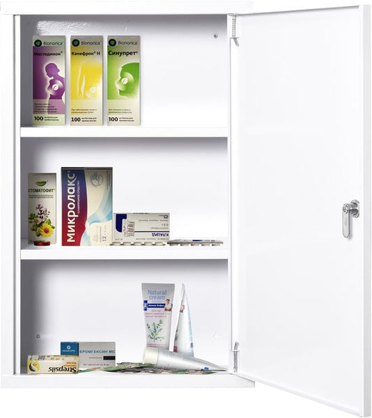 4goodz Medicijnkastje EHBO-kastje met slot RVS 18x40x60 cm - Wit