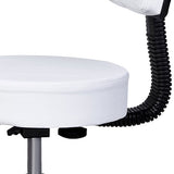 Ergonomische Rolkruk met Rugleuning in Hoogte Verstelbaar - Wit