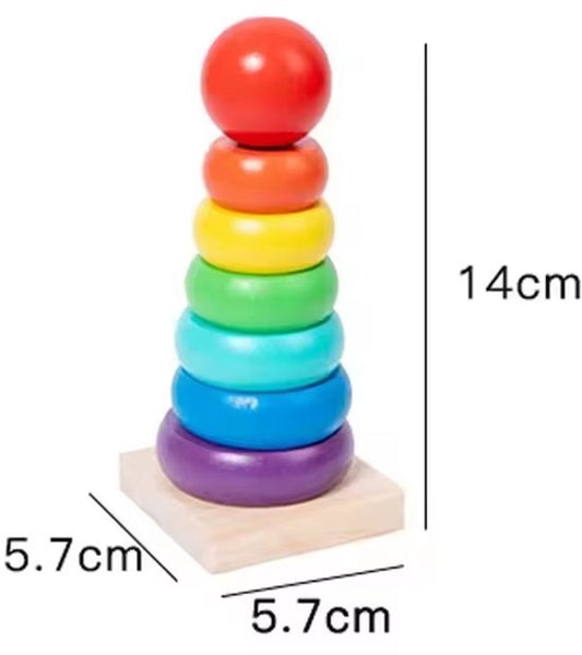 DMG Supply Houten Speelgoed Set - Montessori Speelgoed - Vormenstoof - Kralenspiraal - Regenboogstapelaar - Vanaf 3 Jaar