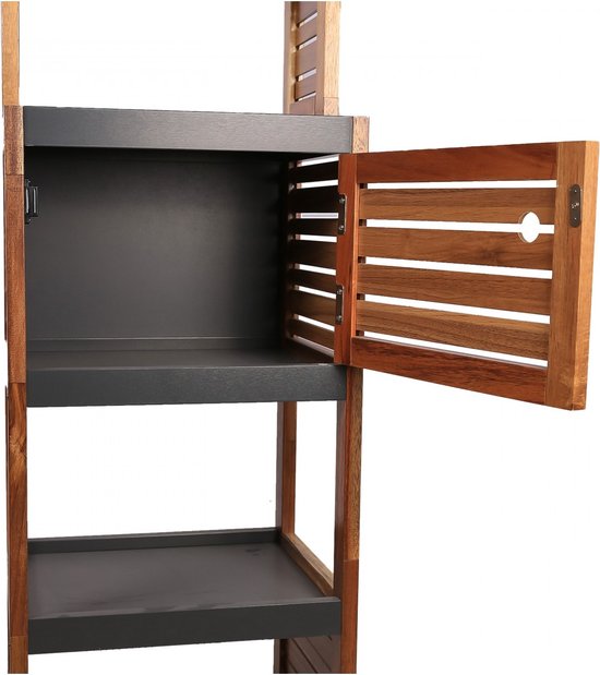 Acaciahout Hoge Badkamerkast 1 deur en 5 legplanken 30x38x170 cm