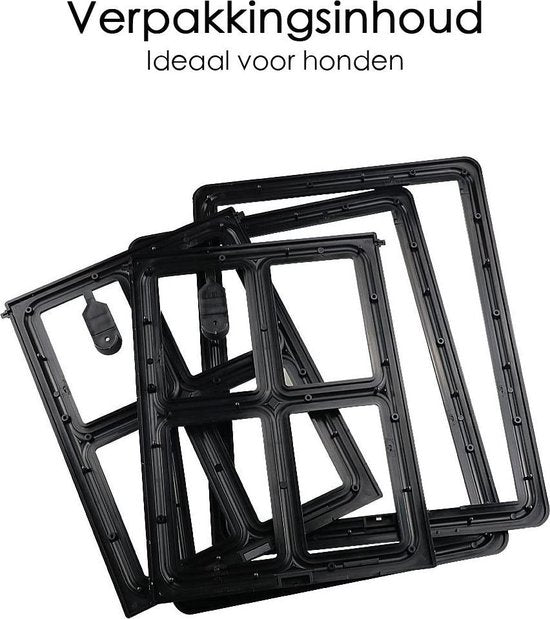 Hondenluik voor Hordeur- Afsluitbaar - 4 Standen - 35x28 cm - Zwart