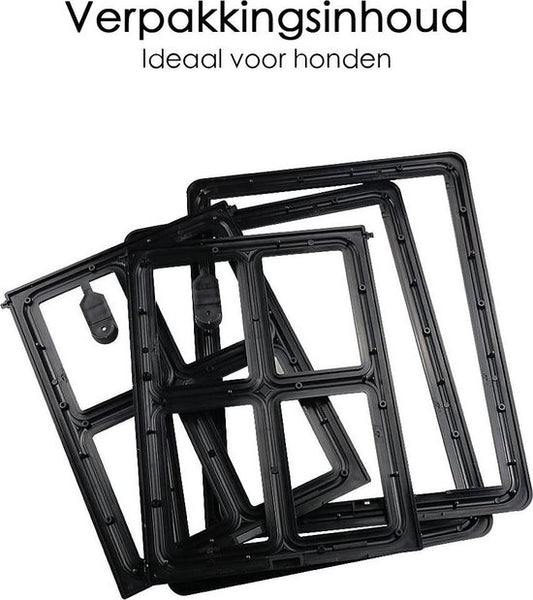 Hondenluik voor Hordeur- Afsluitbaar - 4 Standen - 35x28 cm - Zwart