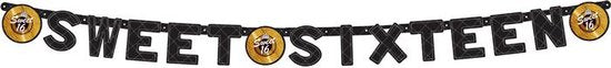 Letterslinger Sweet 16 zwart-goud