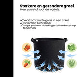 Kweekzak 40 cm – Stoffen Kweekpot met Handgrepen – Ademend & Herbruikbaar – Groeizak voor Groenten, Fruit en Kruiden – Zwarte Plantenbak Buiten & Binnen – 32L