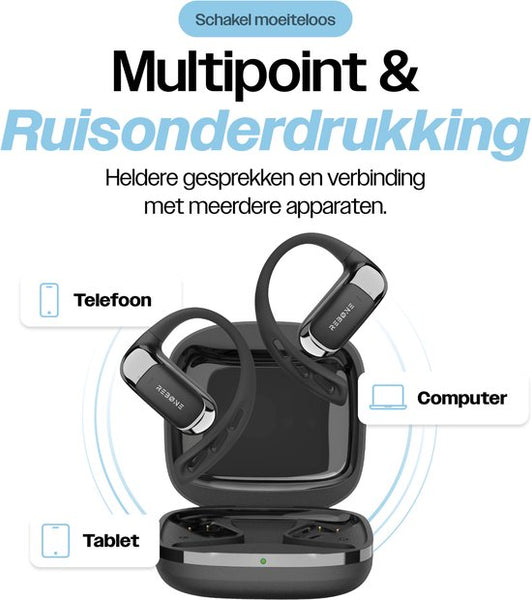REBØNE® Sport Oortjes - Oordopjes Draadloos - Open ear - Draadloze - Bluetooth Koptelefoon
