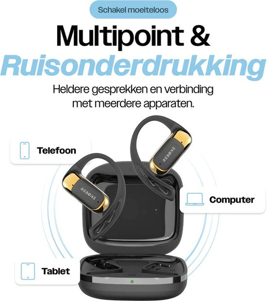 REBØNE® Sport Oortjes - Oordopjes Draadloos - Open ear - Draadloze - Bluetooth Koptelefoon