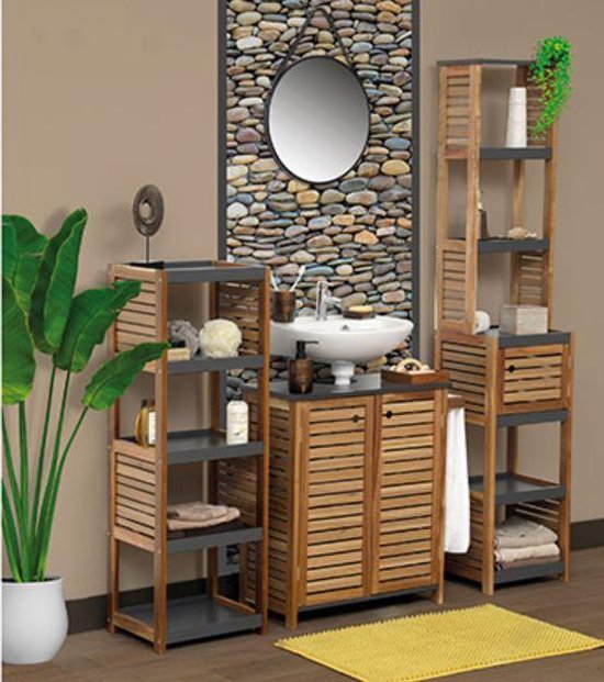 4goodz Badkamerkast Acaciahout halfhoog 5 planken - 30x36.5x108 cm