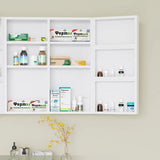 4goodz Medicijnkastje 2 deurs EHBO-kastje met slot RVS 18x55x60 cm - Wit