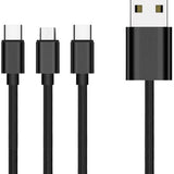 FLOKOO 3-in-1 USB Kabel – 1 meter – Snelladen & Dataoverdracht – USB naar USB-C - Micro-USB - Lightning – Nylon Gevlochten – Zwart - Oplaadkabel Telefoon