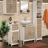 4goodz Wandkast Badkamer MDF Stockholm 52x22x55cm - wit/bruin