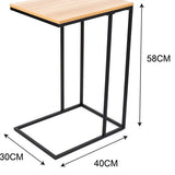 Bijzettafel Industrieel – Laptoptafel Bank – C-vorm Tafel – Smalle Bijzettafel – Houtlook Blad – Metaal Frame – Voor Woonkamer en Slaapkamer