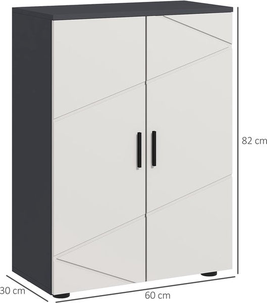 Badkamerkast halfhoog 2 deurskast 30x60x80 cm - Antracietgrijs - Wit