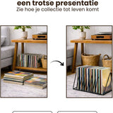 LP Opbergsysteem - Zwart - Elpee Opbergrek - Platenrek van Metaal - Opbergrek LP - Vinyl OpbergSysteem - 50 tot 60 Platen - Bordenstandaard - Boekenstandaard