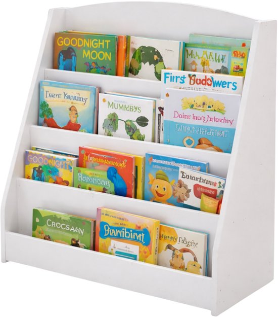 Kinderboekenkast - 88 x 80 x 30 cm - Wit - Hout - Kinderboekenrek - Boekenrek Kinderkamer