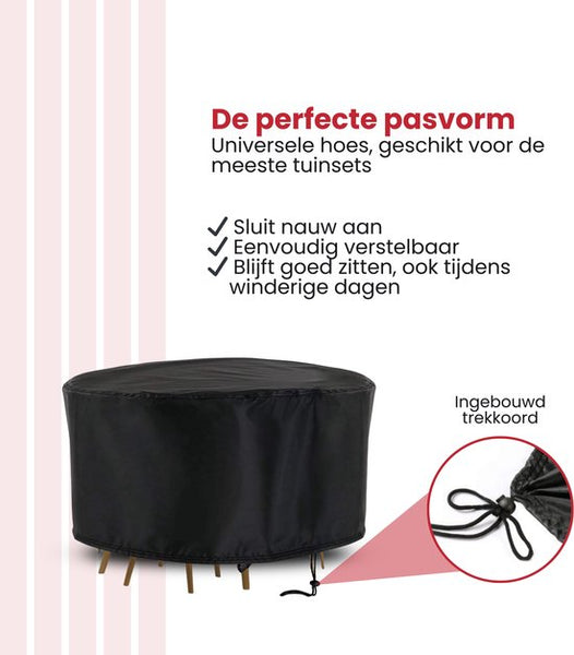 Tuinmeubelhoes Rond - Zwart - Beschermhoes voor je Tuinset - Tuinmeubelbeschermhoes