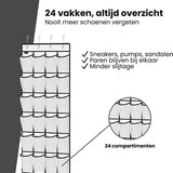 Schoenenkast Hangend - Schoenenzak 24 vakken - Opbergen van Schoenen aan Deur - Schoenenzak Wit - Oplossing voor rondslingerende schoenen - Hoogwaardige Schoenenkast
