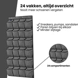 Schoenenkast Hangend - Schoenenzak 24 vakken - Opbergen van Schoenen aan Deur - Schoenenzak Grijs - Oplossing voor rondslingerende schoenen - Hoogwaardige Schoenenkast