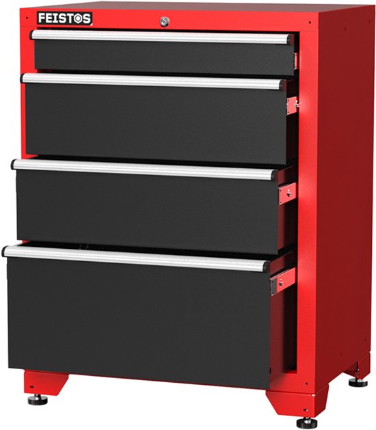 Feistos Gereedschapswand Hoge kast Juno 11 - 46x396x198cm - Zwart/Rood