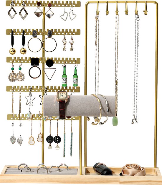 NovaWare - Juwelenhouder - Organizer - Sieradenhouder - Sieradenrekje - Oorbellenrekje - Goud