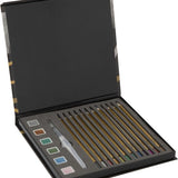 Nassau Fine Art 19-Delige Metallic Mixed Media Set | Metallic Kleurpotloden - Metallic verf - Waterbrush | In Handige Opbergbox
