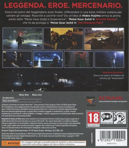 Halifax Metal Gear Solid V Ground Zero Xbox One video-game Basis Italiaans