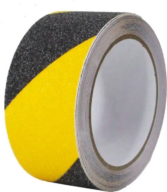 24ME® - Geel-Zwarte Antislip Waarschuwingstape – 5cm x 10 Meter – Veiligheidstape voor Trappen, Bedrijven of Thuis