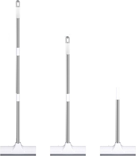 Schrobber 2 in 1 - Wit-Grijs - Douchetrekker - Schrobbezem - Trekker douche - Luiwagen - Trekker - Schuurborstel - Schrobborstel Met telescopische steel
