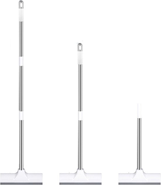 Schrobber 2 in 1 - Wit-Grijs - Douchetrekker - Schrobbezem - Trekker douche - Luiwagen - Trekker - Schuurborstel - Schrobborstel Met telescopische steel