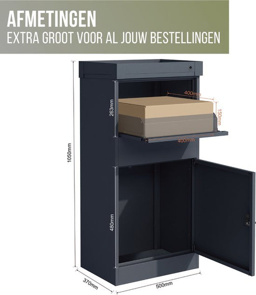 4gardenz® Pakketbrievenbus XL - Staande - Pakketbox - Antraciet