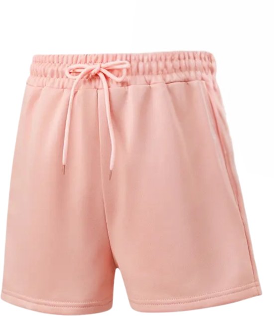 SparkNine Pulse short dames - met trekkoord & zijzakken - zachte sportbroek - L - roze - elastische taille - ademend & comfortabel