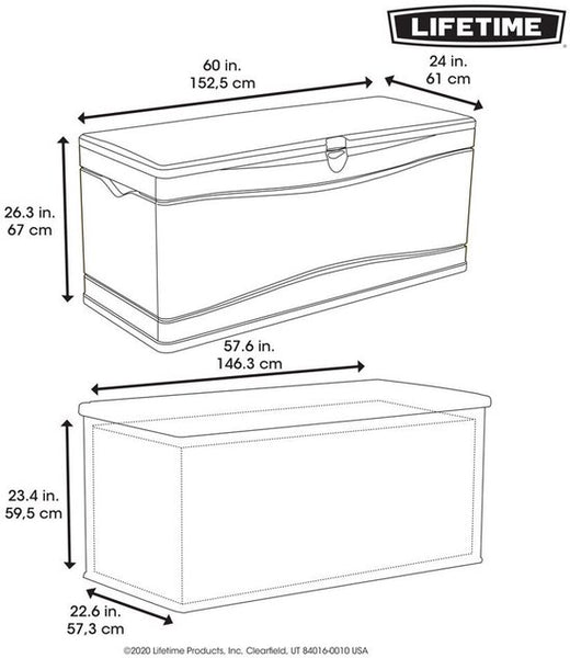Lifetime® Kunststof Kussenbox 495L - tuinkist 61x152x67cm - Lichtgrijs