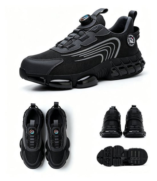 Veiligheidsschoenen Heren - Maat 48 - Stalen Neus & Anti-Perforatie Zool - Lichtgewicht & Ademend - Anti-Slip Werkschoenen met Draaisluiting - Zwart