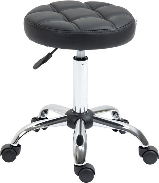 Ergonomische Rolkruk Kunstleer - Werkkruk in Hoogte Verstelbaar 51-67 cm - Zwart