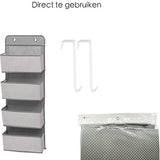 Deur organiser - 4 Ruime Vakken - Hangende opberger - Katoen - Grijs - Deurzak